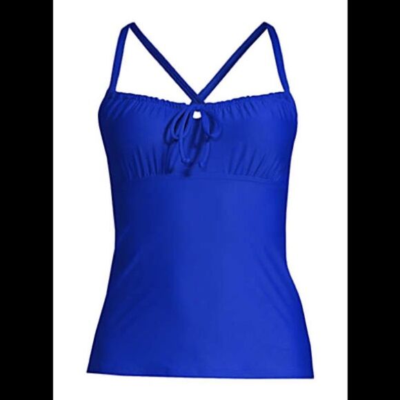 New Land’s End Plus Size Electric blue tie front tankini top adjustable 18W - Picture 1 of 7